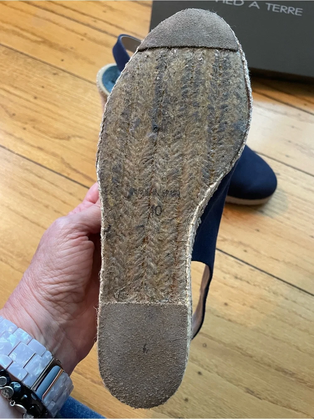 Navy Slingback Espadrille Wedges